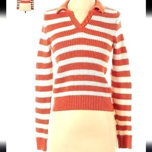 American Eagle Sweater Collared sweater in orange stripe